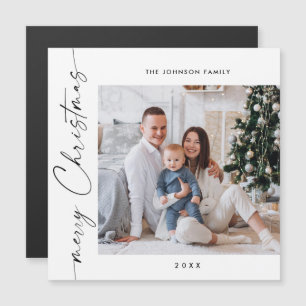 Elegant Minimalist Christmas PHOTO Magnetic Card