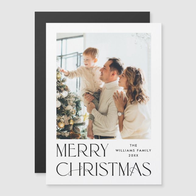 Elegant Minimalist Christmas PHOTO Magnetic Card (Front/Back)