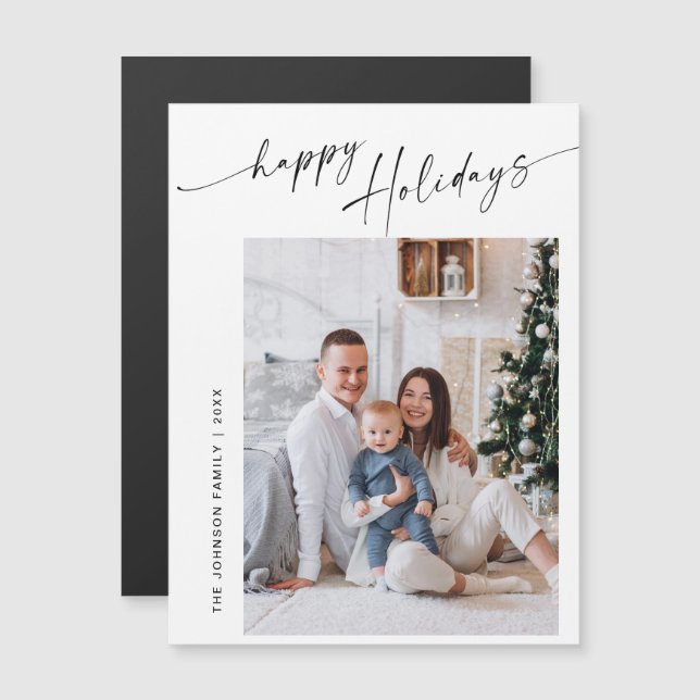 Elegant Minimalist Christmas PHOTO Magnetic Card (Front/Back)