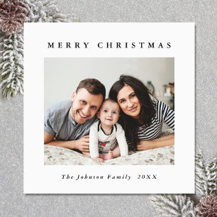 Elegant Minimalist Christmas PHOTO Magnetic Card