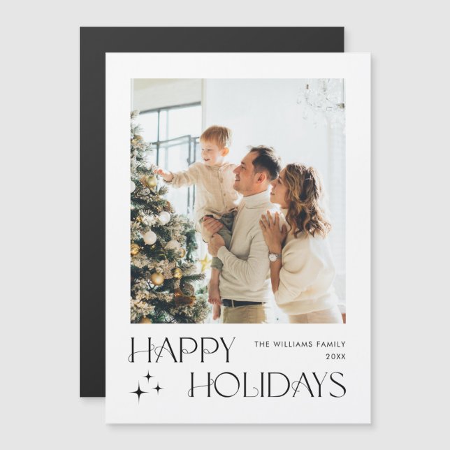 Elegant Minimalist Christmas PHOTO Magnetic Card (Front/Back)