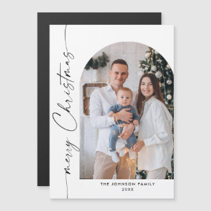 Elegant Minimalist Christmas PHOTO Magnetic Card