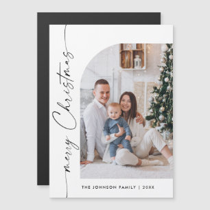 Elegant Minimalist Christmas PHOTO Magnetic Card