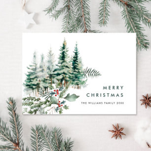 Elegant Minimalist Christmas Pine Tree Greeting Holiday Card