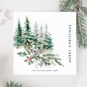 Elegant Minimalist Christmas Pine Tree Greeting Holiday Card