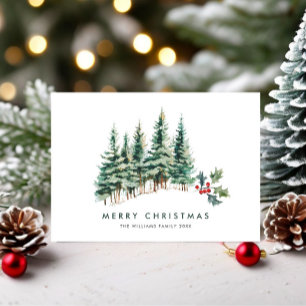Elegant Minimalist Christmas Pine Tree Greeting Holiday Card