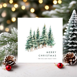 Elegant Minimalist Christmas Pine Tree Greeting Holiday Card