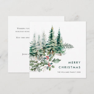 Elegant Minimalist Christmas Pine Tree Greeting Holiday Card