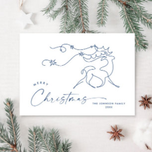 Elegant Minimalist Christmas Reindeer Greeting Holiday Card