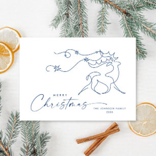 Elegant Minimalist Christmas Reindeer Greeting Holiday Card