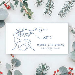 Elegant Minimalist Christmas Reindeer Greeting Holiday Card