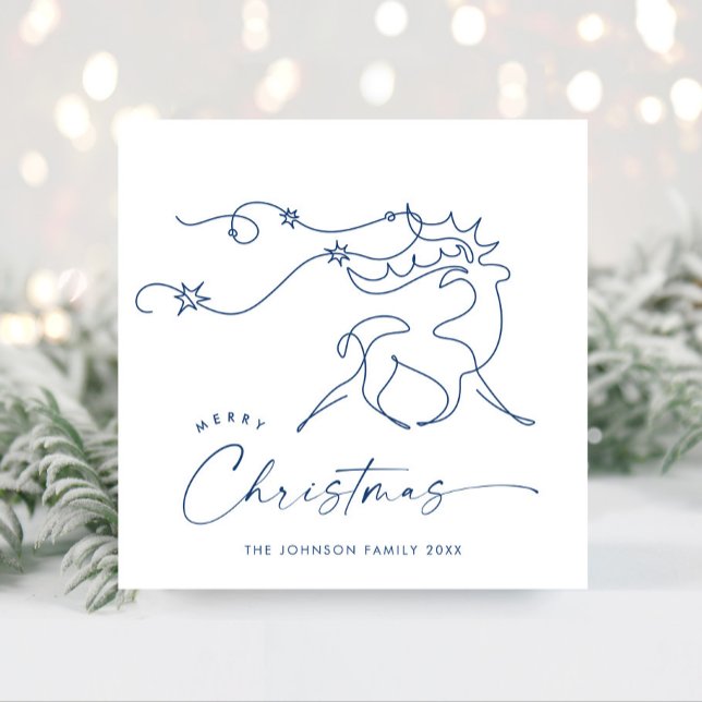 Elegant Minimalist Christmas Reindeer Greeting Holiday Card (Creator Uploaded)