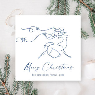 Elegant Minimalist Christmas Reindeer Greeting Holiday Card