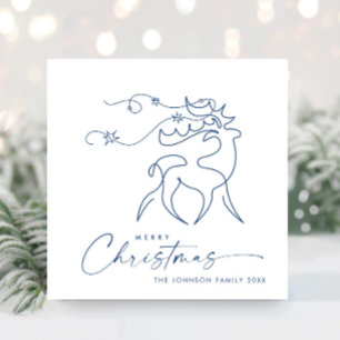 Elegant Minimalist Christmas Reindeer Greeting Holiday Card