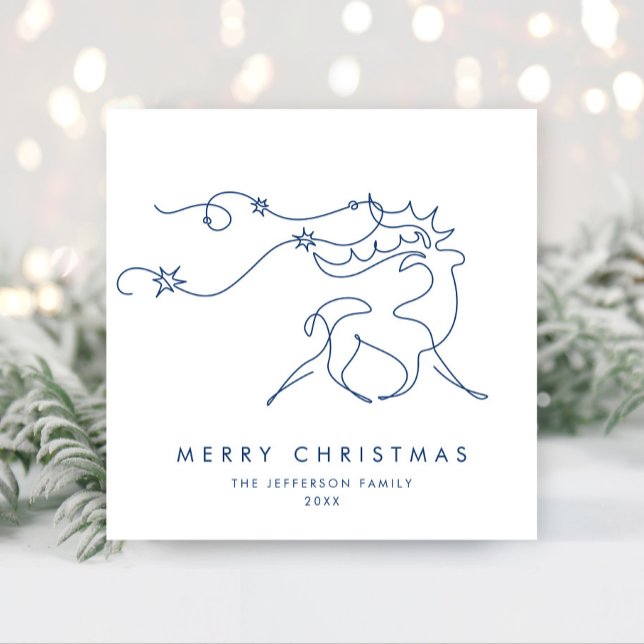 Elegant Minimalist Christmas Reindeer Greeting Holiday Card (Creator Uploaded)