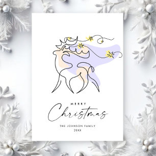 Elegant Minimalist Christmas Reindeer Greeting Holiday Card