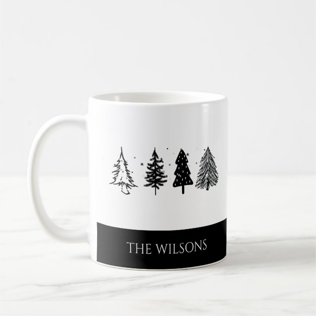 Elegant Minimalist Christmas Tree Coffee Mug (Left)