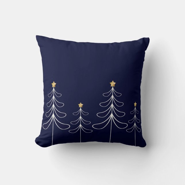 Elegant minimalist Christmas tree design blue Cushion (Front)