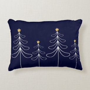 Elegant minimalist Christmas tree design blue Decorative Cushion
