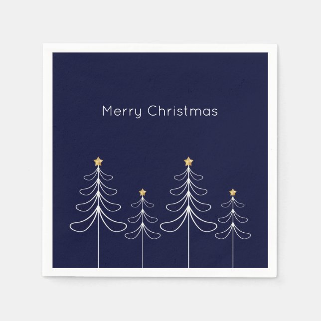 Elegant minimalist Christmas tree design blue Napkin (Front)