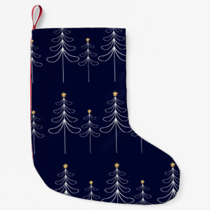 Elegant minimalist Christmas tree design blue Small Christmas Stocking