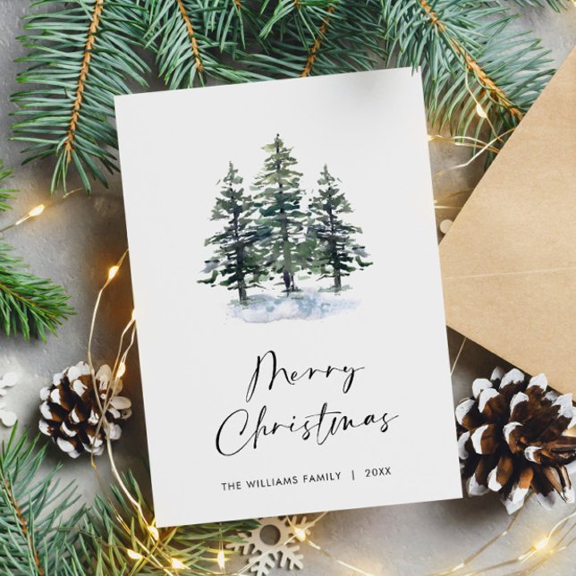 Elegant Minimalist Christmas Tree Greeting Holiday Card (Creator Uploaded)