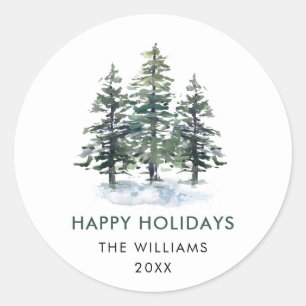 Elegant Minimalist Christmas Tree Holiday Classic Round Sticker