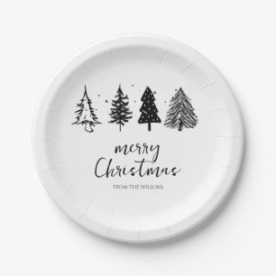 Elegant Minimalist Christmas Tree Paper Plate