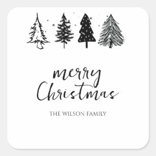 Elegant Minimalist Christmas Tree Square Sticker