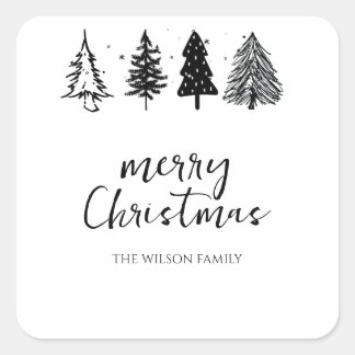 Elegant Minimalist Christmas Tree Square Sticker
