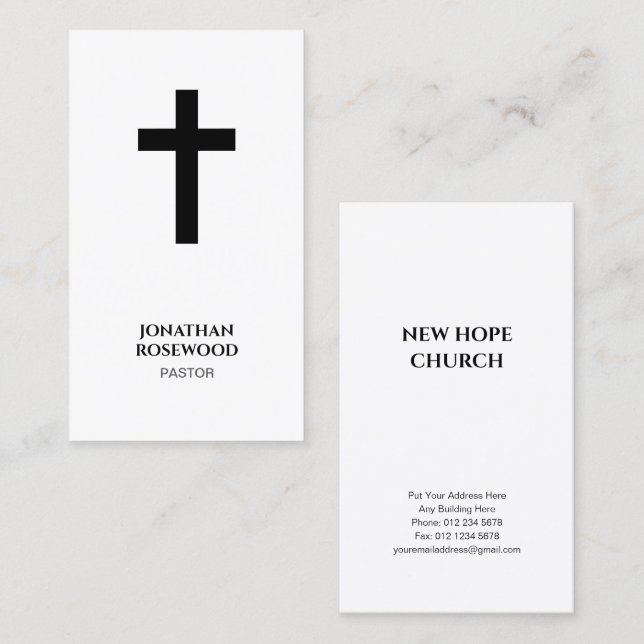 Elegant Minimalist Church | Pastor & Ministry Business Card (Front/Back)