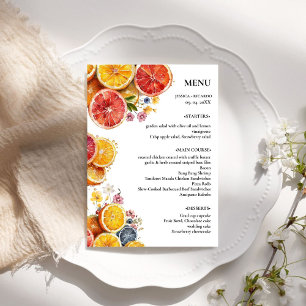 Elegant Minimalist citrus Wedding Table Menu