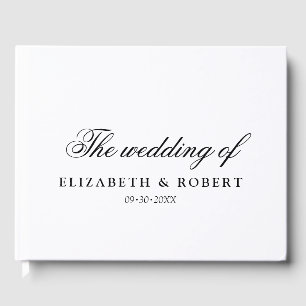 Elegant Minimalist Classic Delicate Script Wedding Guest Book