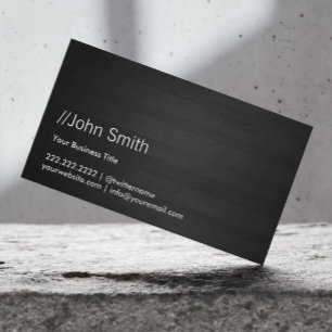 Elegant Minimalist Classy Dark Wood Texture Business Card