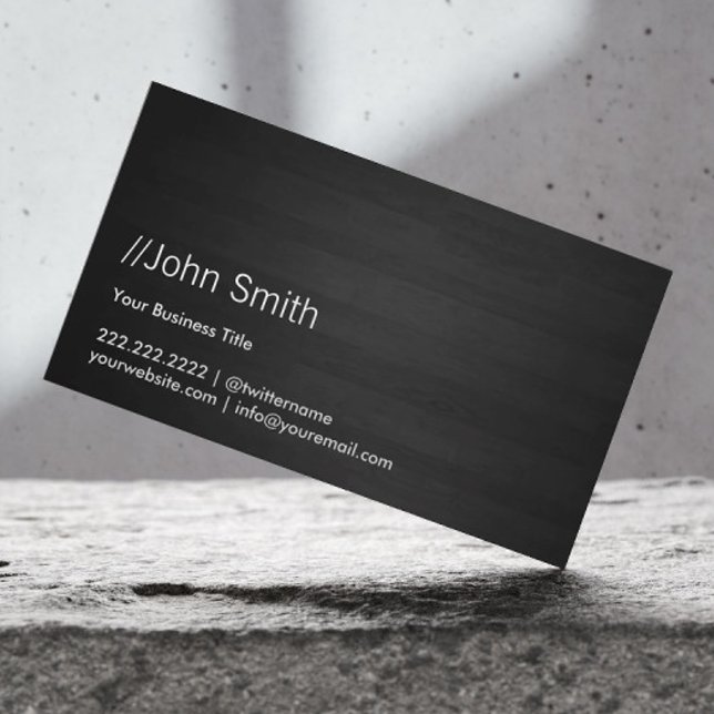 Elegant Minimalist Classy Dark Wood Texture Business Card (Creator Uploaded)