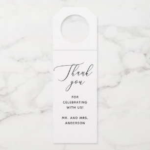 Elegant Minimalist Clean Script Wedding Thank You Bottle Tag
