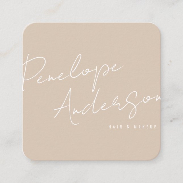 Elegant Minimalist Cocoa Cream Boho Chic Modern    Square Business Card (Front)