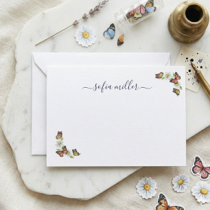 Elegant Minimalist Colorful Butterfly Daisy Card