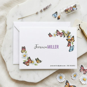 Elegant Minimalist Colourful Butterfly Daisy Card