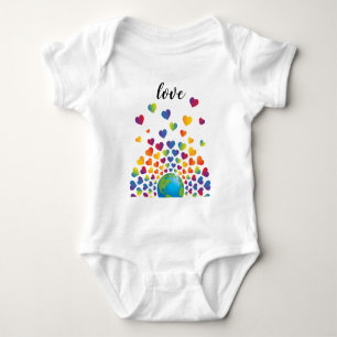 Elegant Minimalist Colourful Rainbow Heart Design Baby Bodysuit