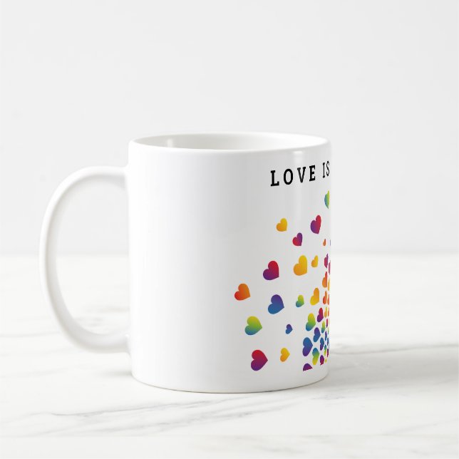 Elegant Minimalist Colourful Rainbow Heart Design  Coffee Mug (Left)