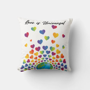 Elegant Minimalist Colourful Rainbow Heart Design Cushion
