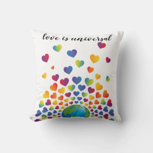 Elegant Minimalist Colourful Rainbow Heart Design Cushion