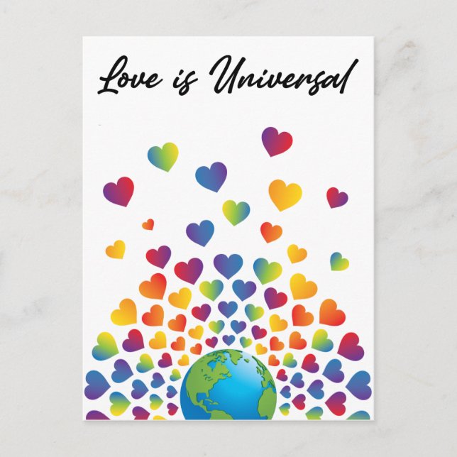 Elegant Minimalist Colourful Rainbow Heart Design Postcard (Front)