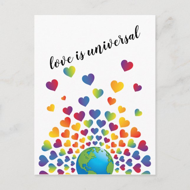 Elegant Minimalist Colourful Rainbow Heart Design Postcard (Front)