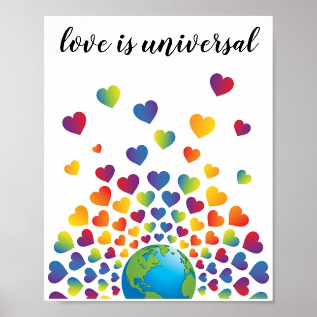 Elegant Minimalist Colourful Rainbow Heart Design Poster (Front)
