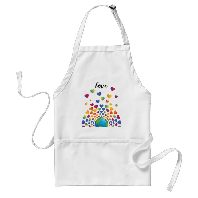 Elegant Minimalist Colourful Rainbow Heart Design Standard Apron (Front)