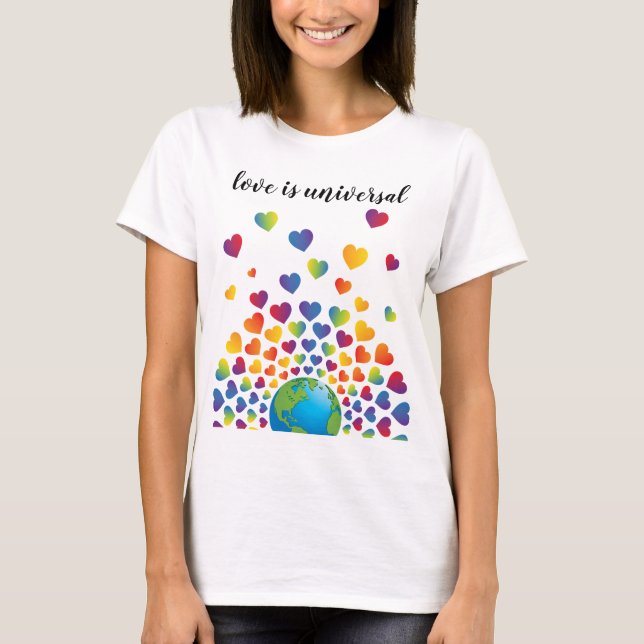 Elegant Minimalist Colourful Rainbow Heart Design T-Shirt (Front)
