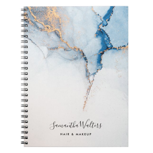 Elegant Minimalist Contemporary Blue Agate Notebook (Front)
