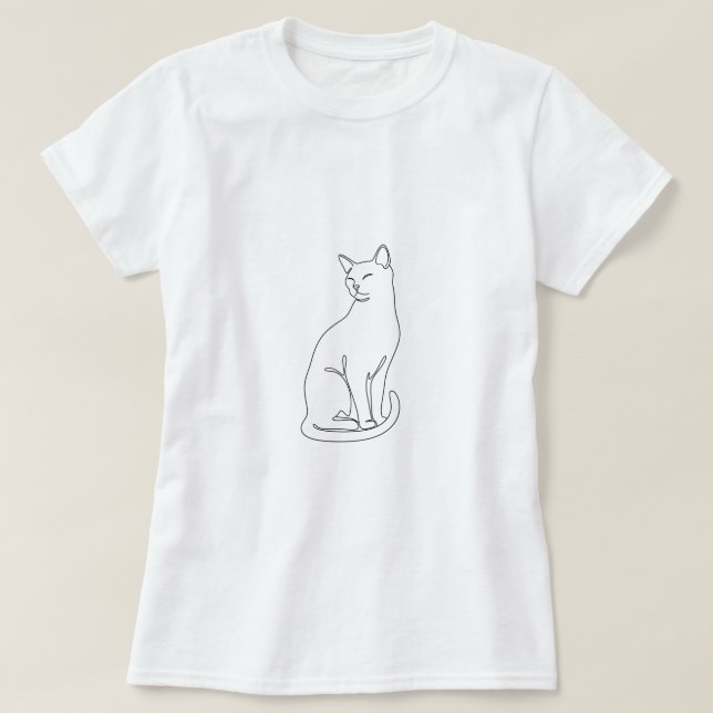 Elegant Minimalist Continuous Line Cat Art Women's T-Shirt (Design Front)